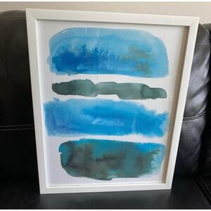Blue Abstract Wall Art With White Frame 20' x 16'